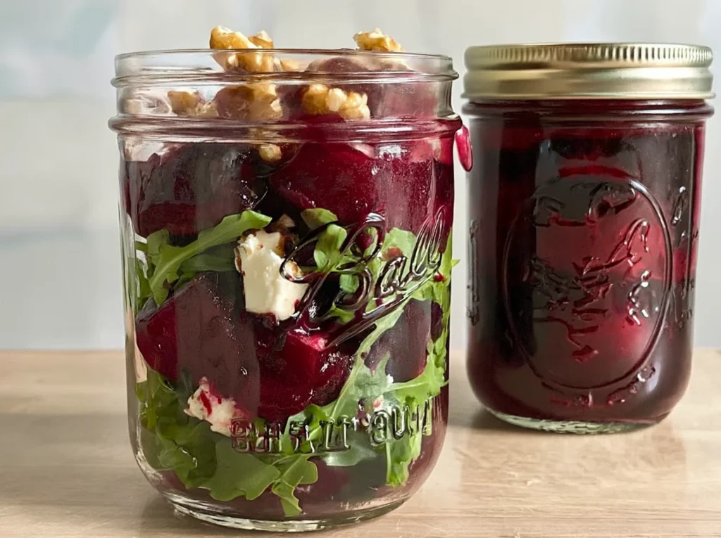 Beet and goat cheese salad with arugula and balsamic